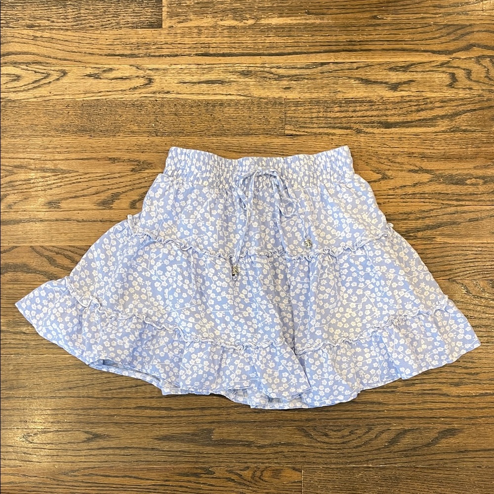 Princess Polly Blue and White Floral Skater Skirt